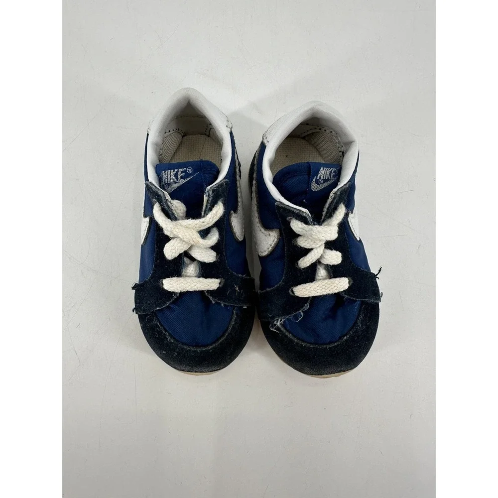 RARE Vintage 80s NIKE Baby Toddler Shoes Blue Suede Sneakers #830305 Size‎ 3.5
